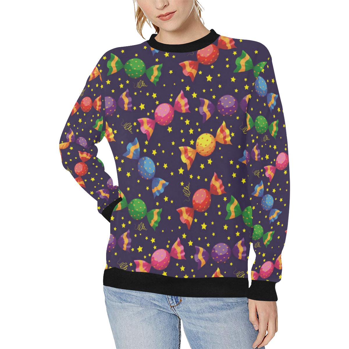 Candy Star Pattern Women’s Crew Neck Sweatshirt