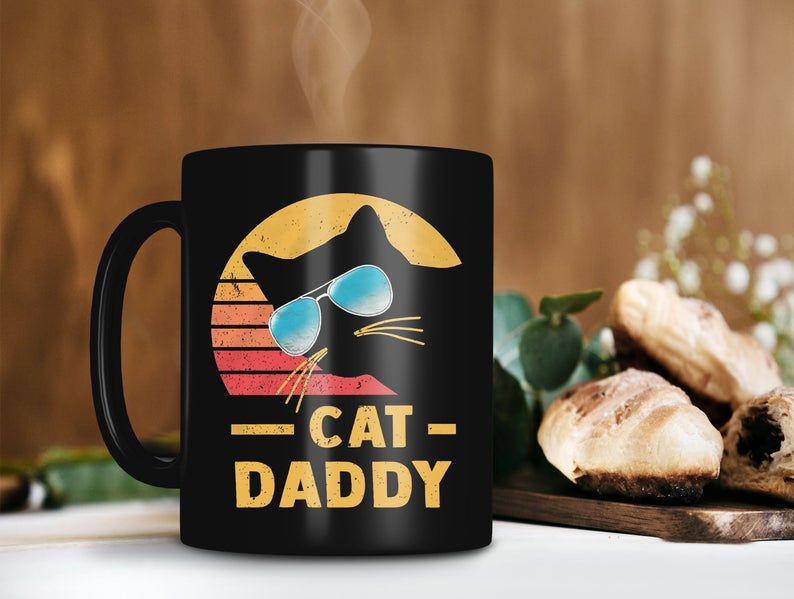 Black Mug Cat Daddy Vintage Mug Fathers Day Gift Cute Cat Coffee Mug Cat Gang Mug Cat Lover Mug Gift For Papa Premium Sublime Ceramic Coffee Mug H99