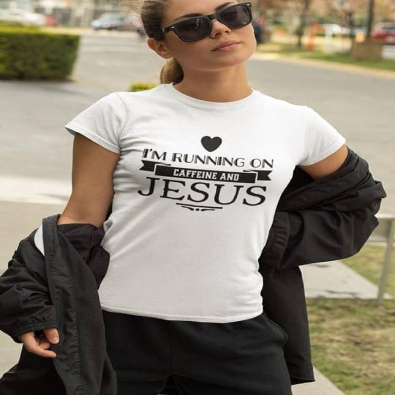 im running on caffeine and jesus coffee lover poster t shirt hoodie sweater canvas