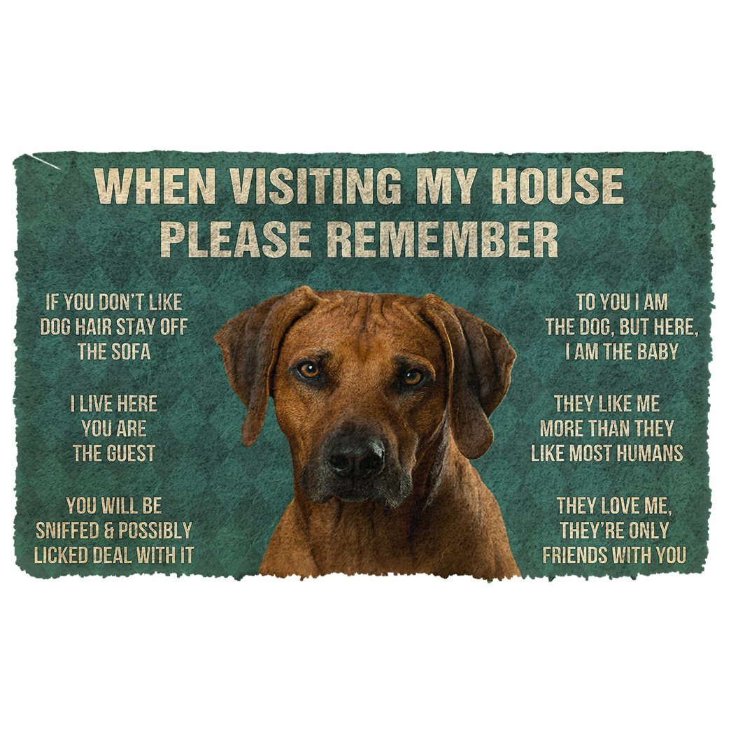 Gearhumans  GearHuman 3D Please Remember Rhodesian Ridgeback Dogs House Rules Doormat