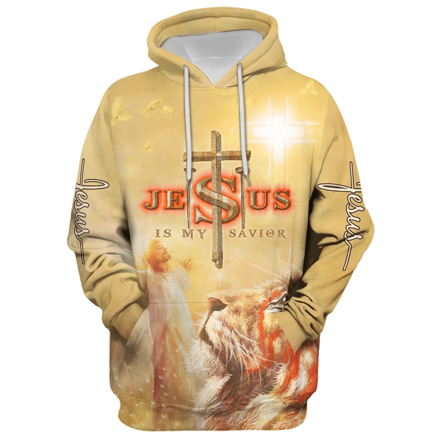 Jesus Is My Savior  Jesus And Lion Hoodie  Men & Women Christian Hoodie  3D Printed Hoodie