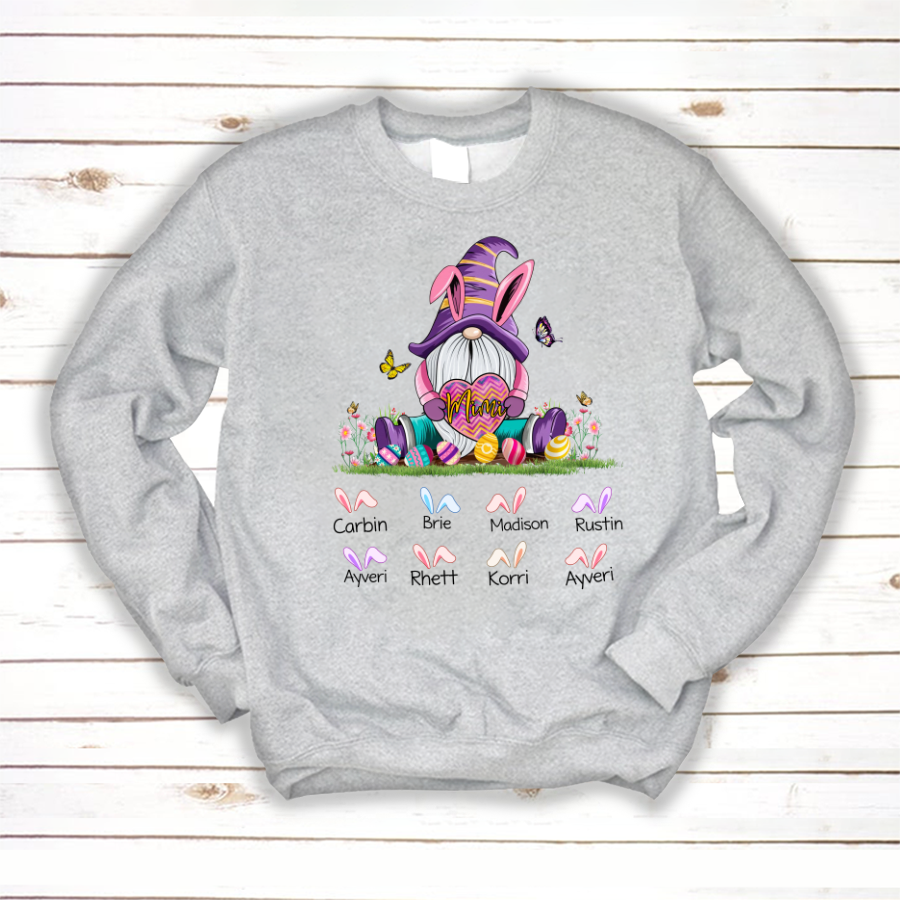 Gnome Bunny Mimi Custom Names Sweatshirt