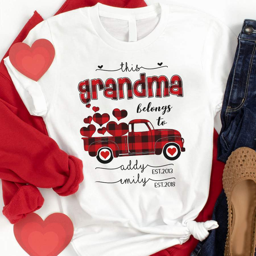 This Grandma Belongs To Heart Truck Personalized T-shirt