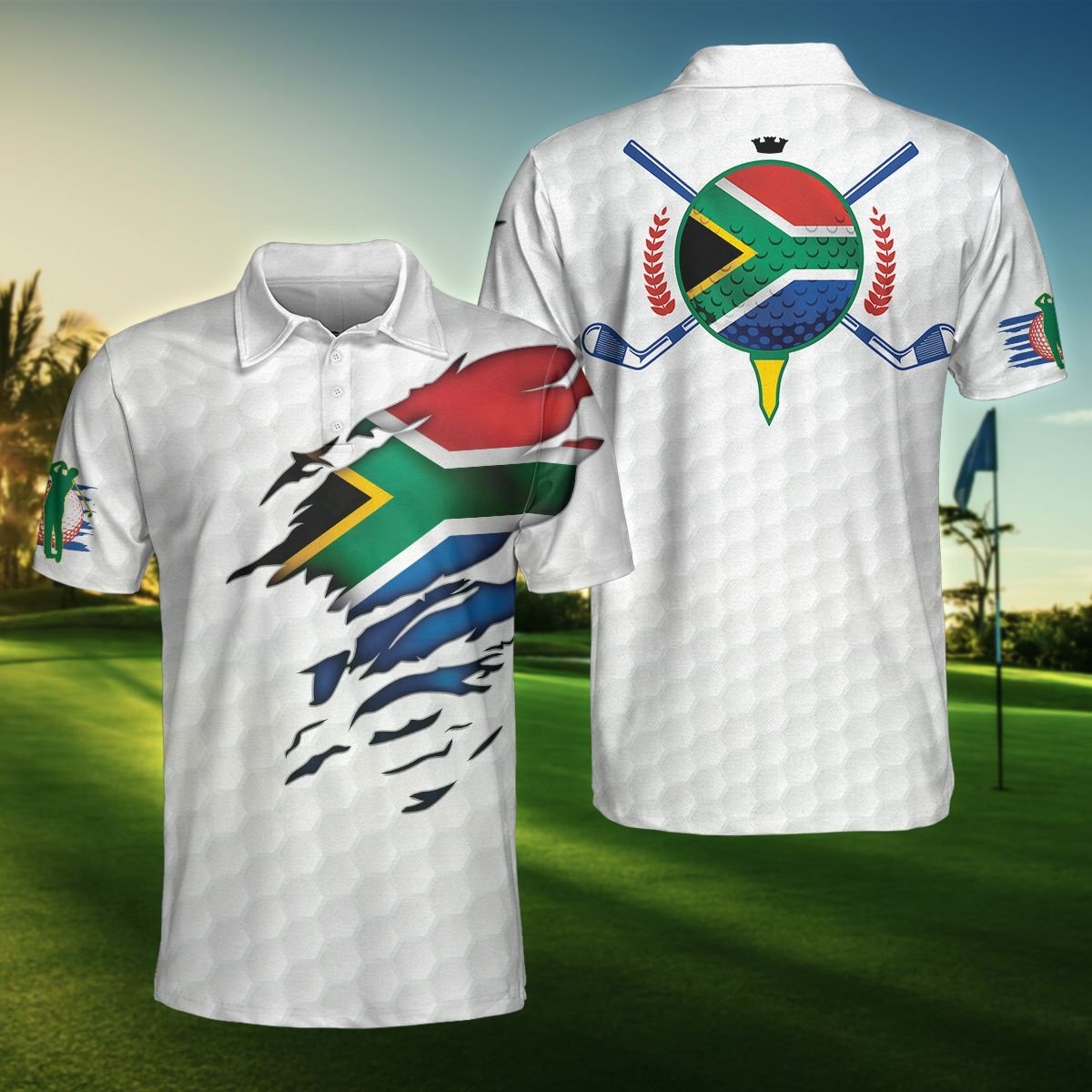 South Africa Flag Golfer Polo Shirt For Men And Women