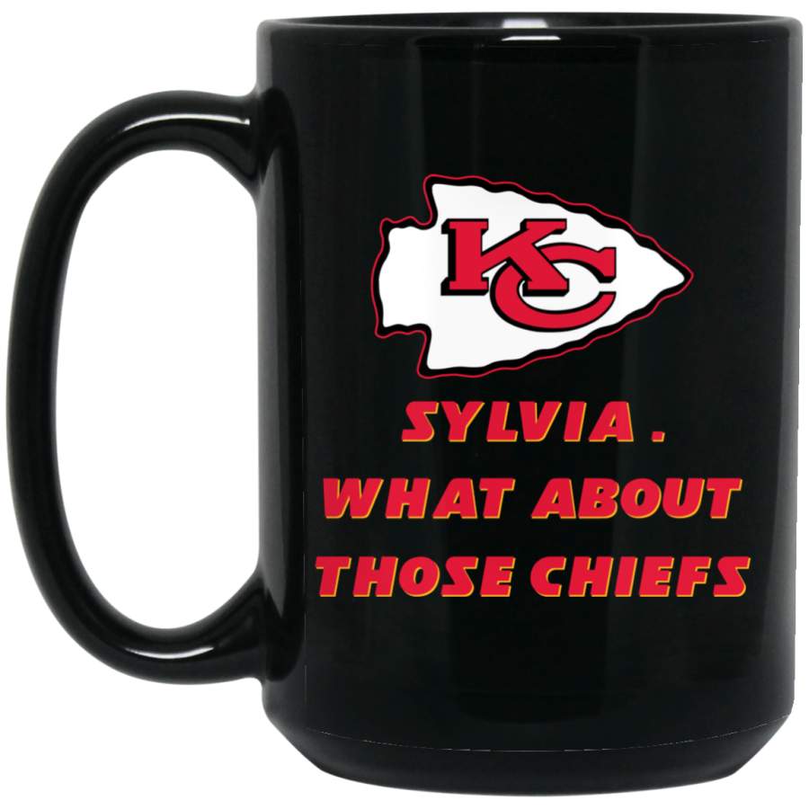 Custom Personalized Kansas City Chiefs Logo Black-Red Sylvia BM15OZ 15 oz. Black Mug