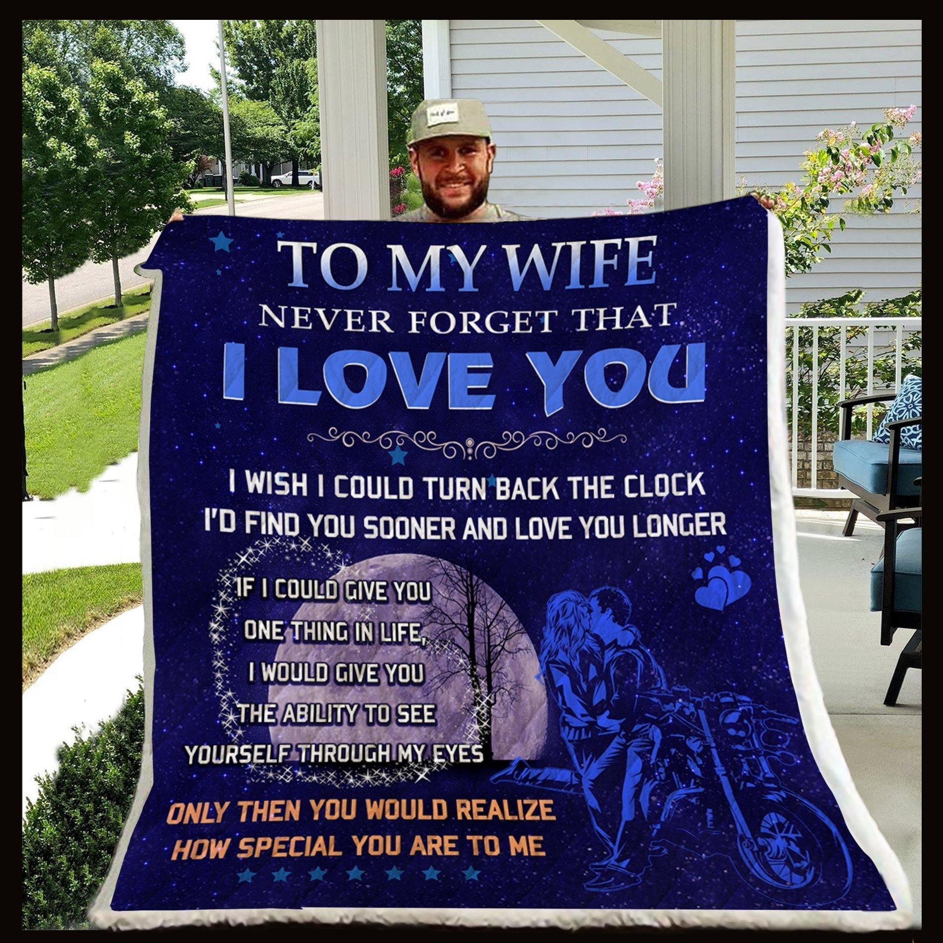 To My Wife Never Forget That I Love You Biker   – Gift For Wife, Blanket For Wife, Wifey Presents Home Decor Gift For Family – Sherpa Blanket Fleece Blanket