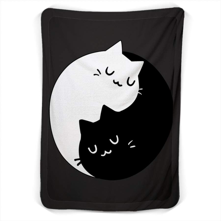 Yin Yang Cats Kitten Fleece Blanket