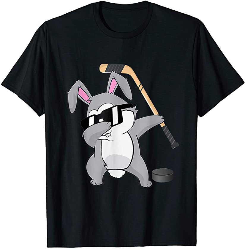 Easter Bunny Dabbing Hockey Ball Easter Day Gifts T-Shirt