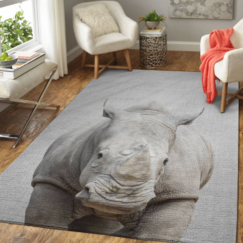 Rhino Colorful – Animals Colorful Area Rug Carpet