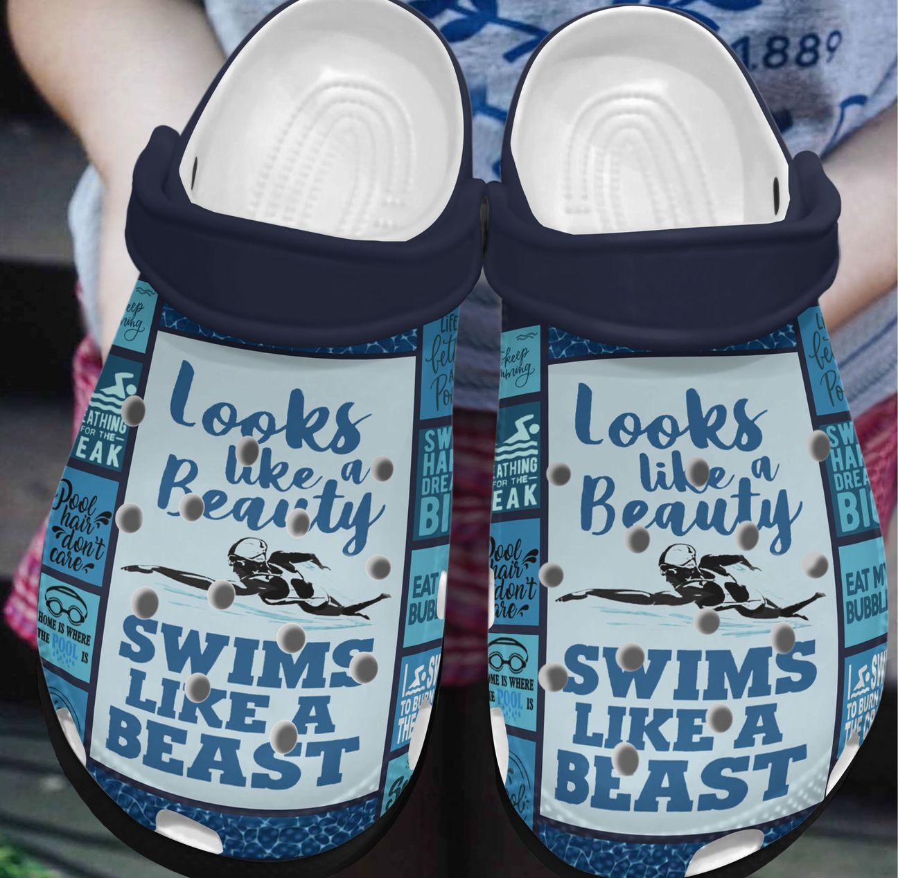 Swimming Personalized Clog, Custom Name, Text, Color, Number Fashion Style For Women, Men, Kid, Print 3D Love Swimming