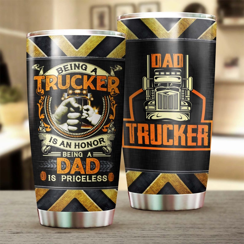 Trucker Dad Being A Dad Is Priceless Tumbler-Birthday Gift Christmas Gift Father’S Day Gift For Dad From Son