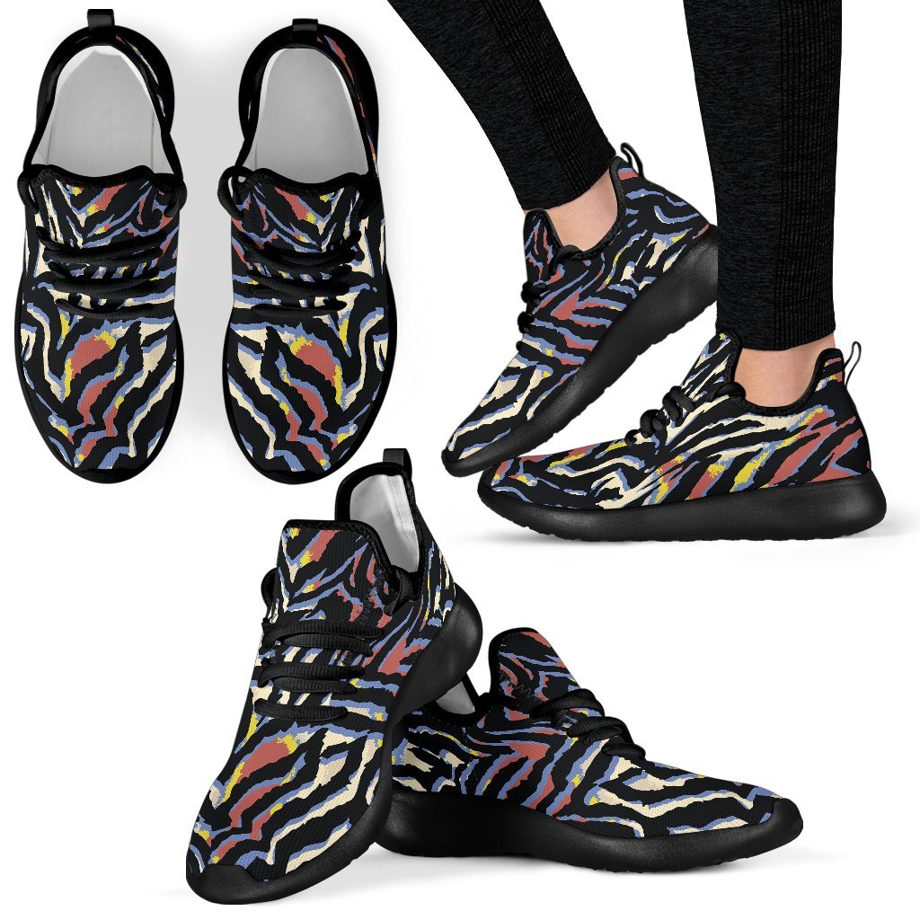 Abstract Zebra Pattern Print Mesh Knit Shoes