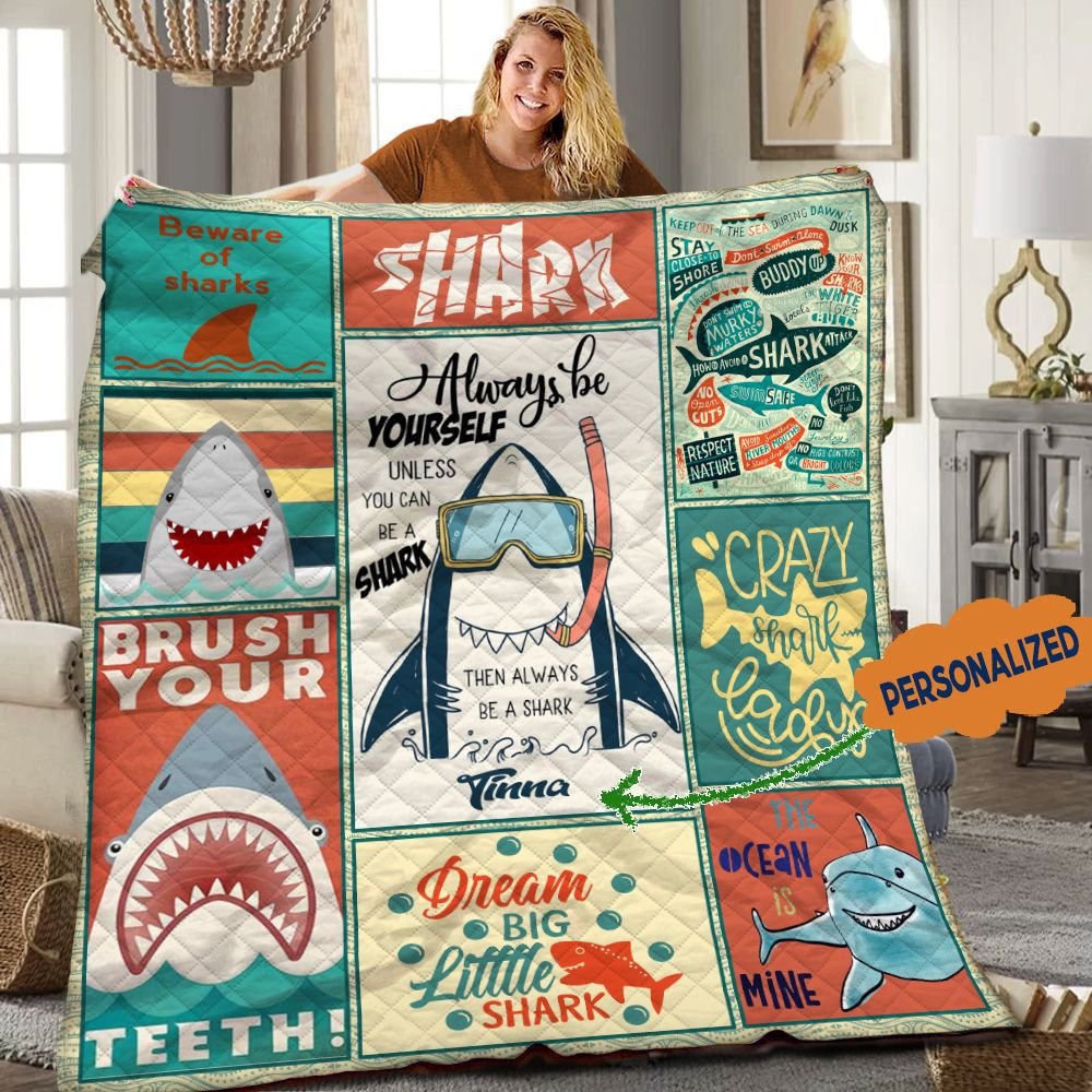 Shark Personalized Quilt Blanket Hhh050618Tn