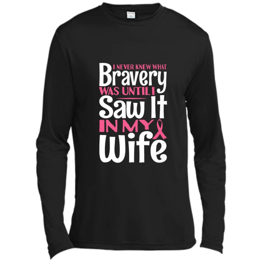 Breast Cancer Shirt Bravery Husband Tee Men Dad Grandpa Gift Long Sleeve Moisture Absorbing Shirt