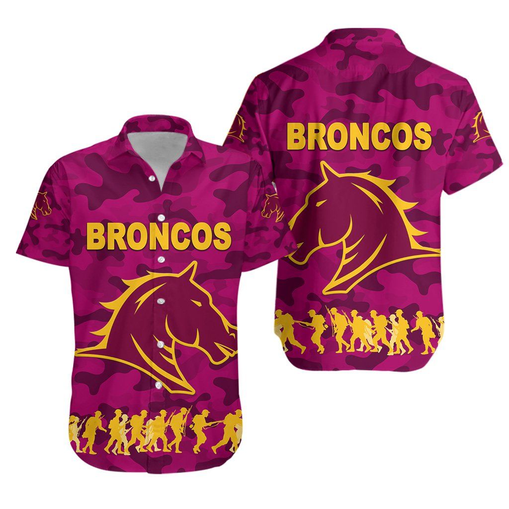 Brisbane Broncos Hawaii Shirt Anzac Day Camouflage Vibes Maroon Ha40839