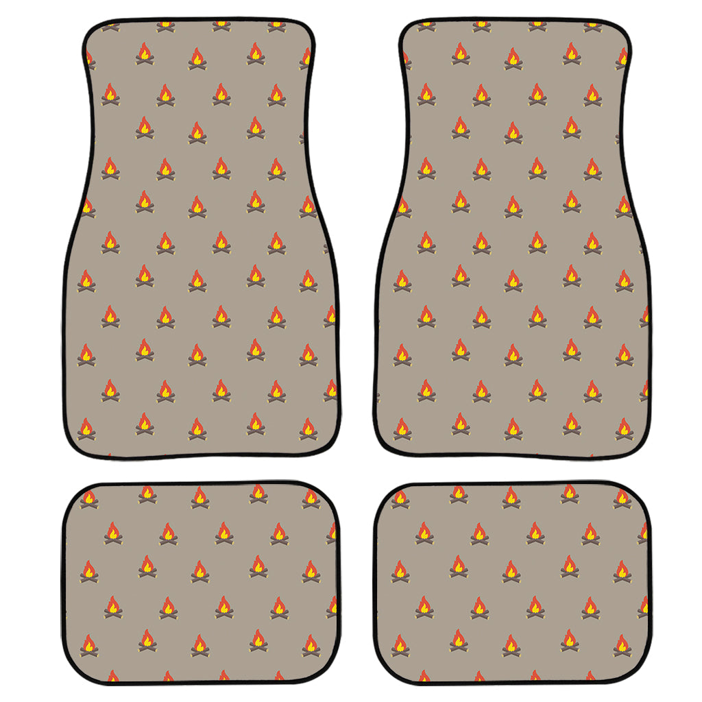 Camping Fire Pattern Print Front And Back Car Floor Mats, Front Car Mat