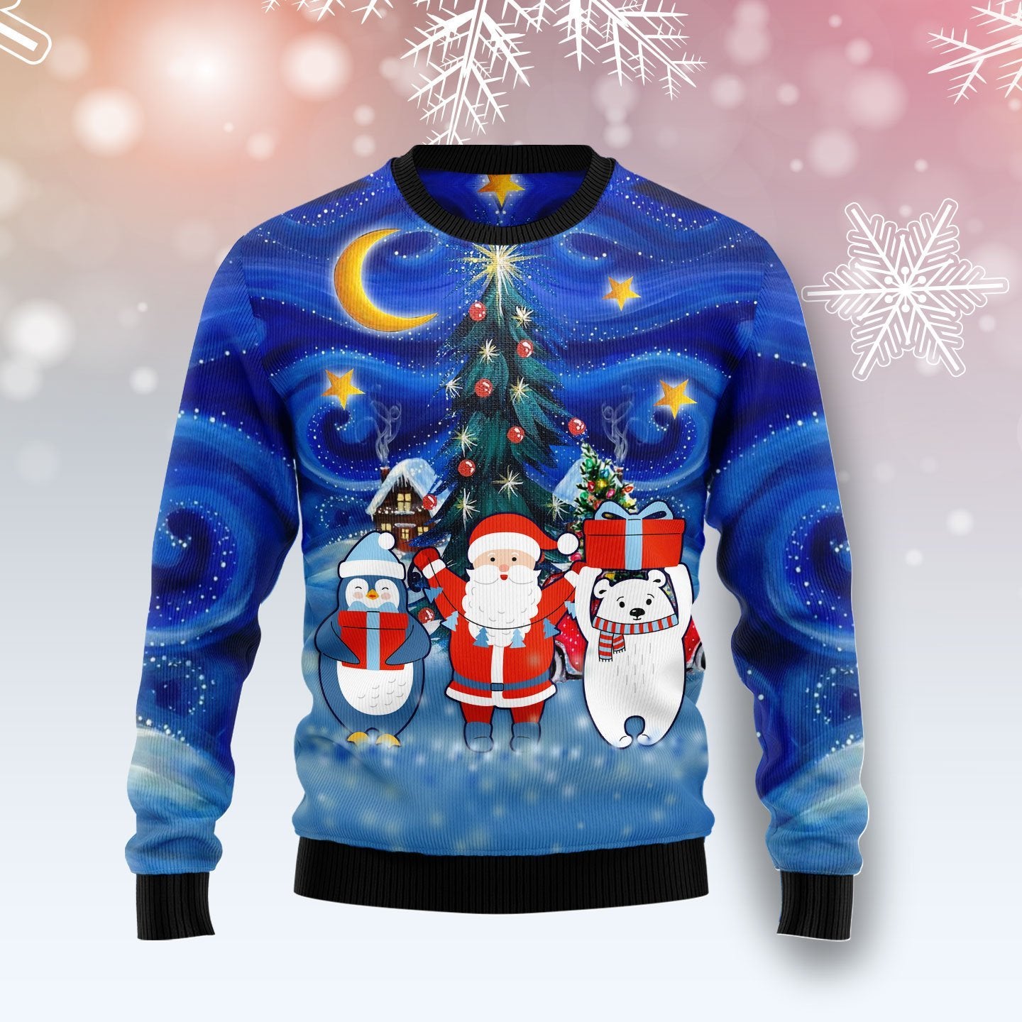 Bear Santa Penguin Ugly Christmas Sweater | For Men & Women | Adult | Us6069