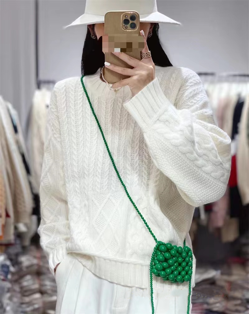 Women’s Sweater 2022 New Fashion O-Neck Loose Jumper 100% Wool Sweater Woman Casual Sweaters And Pullovers Long Sleeve Tops alx