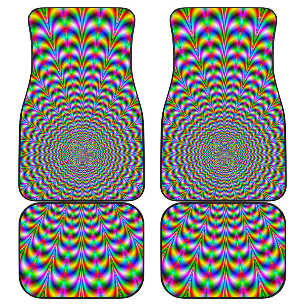 Psychedelic Web Optical Illusion Front And Back Car Floor Mats, Front Car Mat