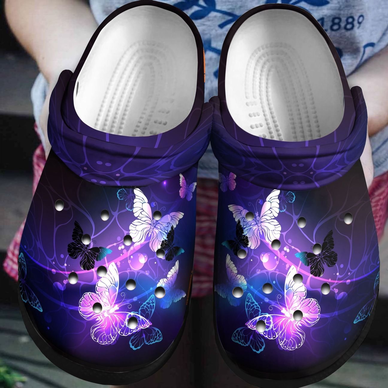 Butterfly Personalized Clog, Custom Name, Text, Color, Number Fashion Style For Women, Men, Kid, Print 3D Midnight Butterfly