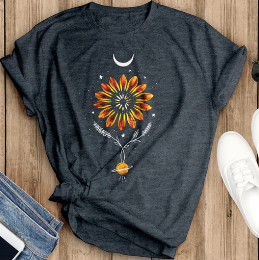 Moon Flower Cotton T-Shirt