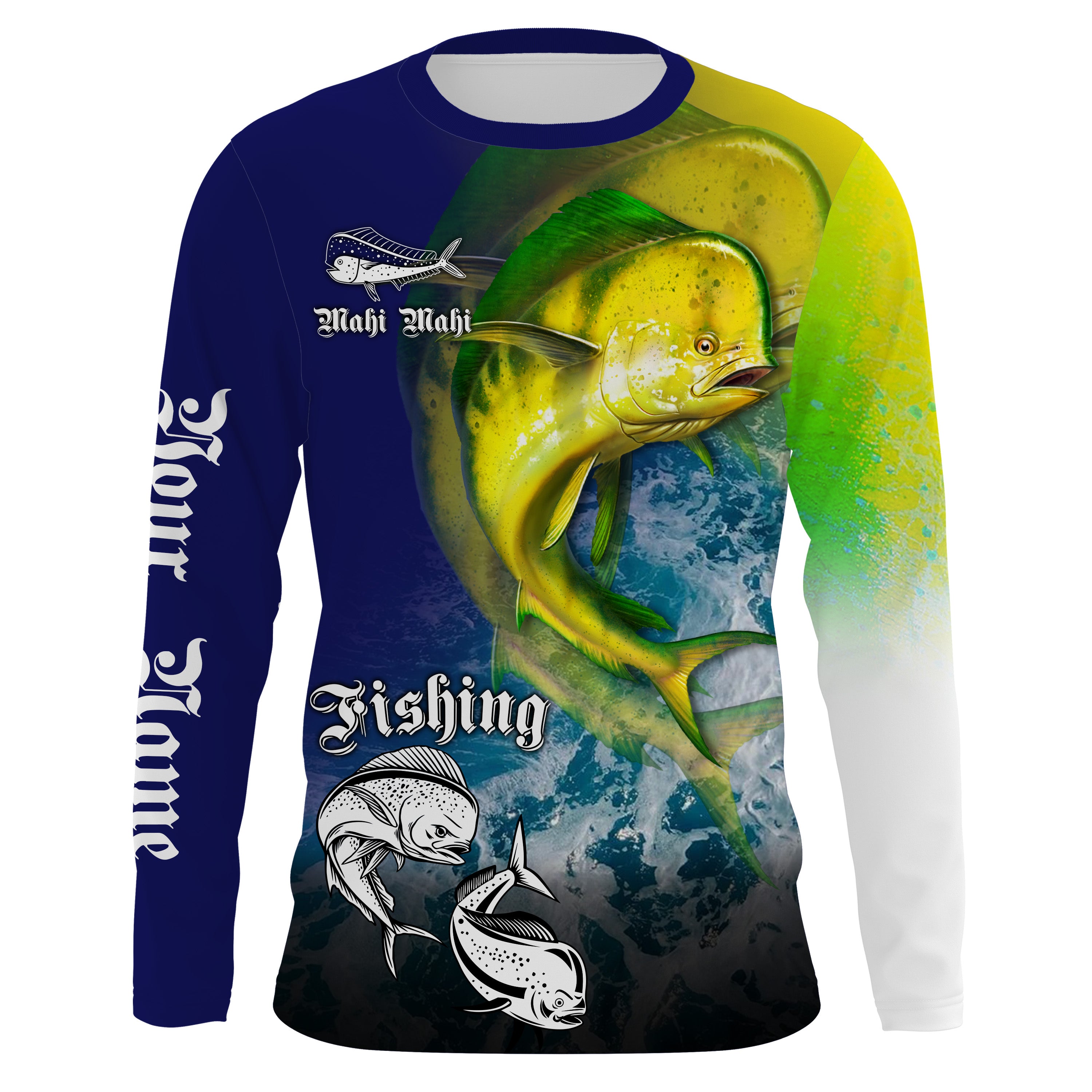 Dolphin Fish Mahi Mahi Fishing Long Sleeve, Fishing T Shirt Upf 30+, Personalized Fishing Gifts Fsd3269