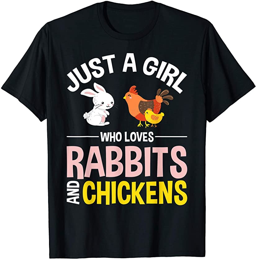 A Girl Who Loves Rabbits And Chickens Cute T-Shirt