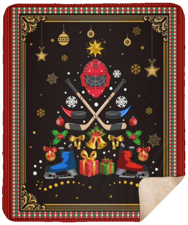 Viticstore™ Hockey Christmas Tree – 3D ultra-soft Fleece Blanket gift, fleece blanket gift ideas, Christmas Presents