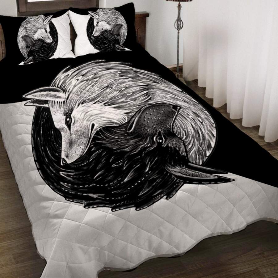 Wolf black and white quilt bedding set HAC040503-HG