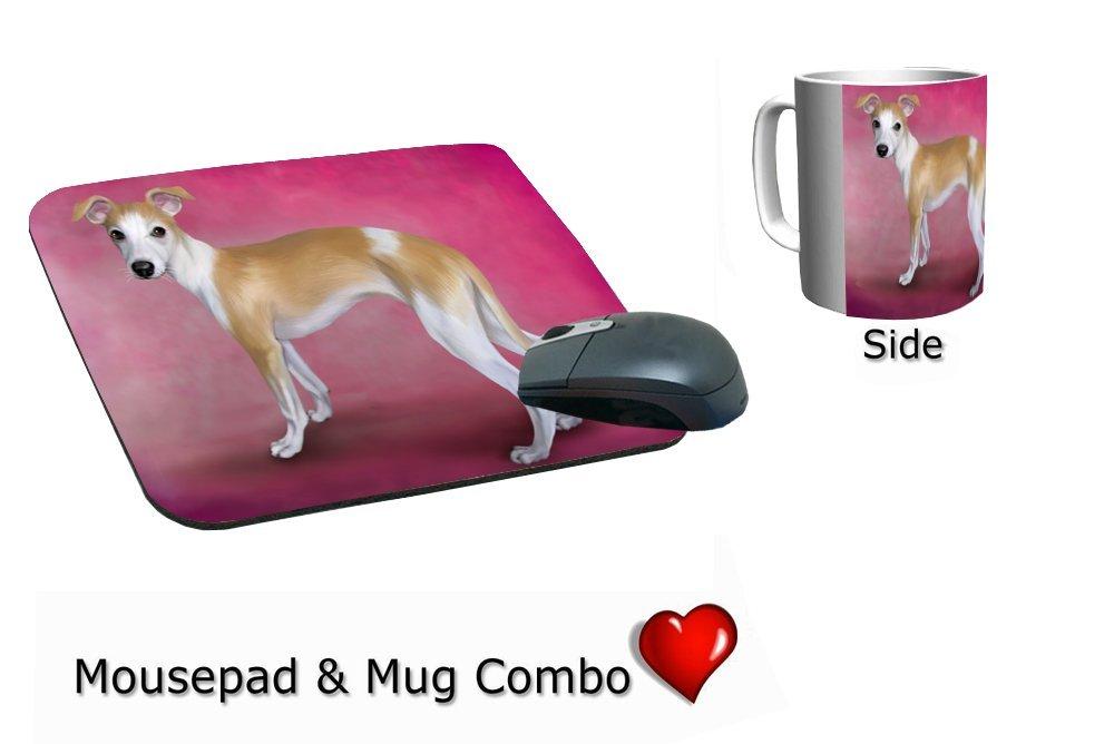 Whippet Puppy Dog Mug & Mousepad Combo Gift Set