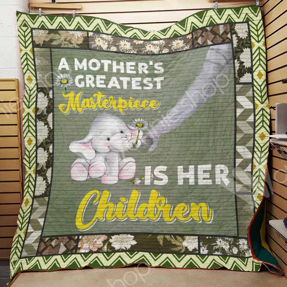 Baby Elephant  A Mother’S Greatest Masterpiece  Quilt Blanket