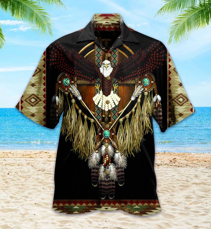 Bald Eagle Native American Mandala Brown Hawaii Shirt Ha30525