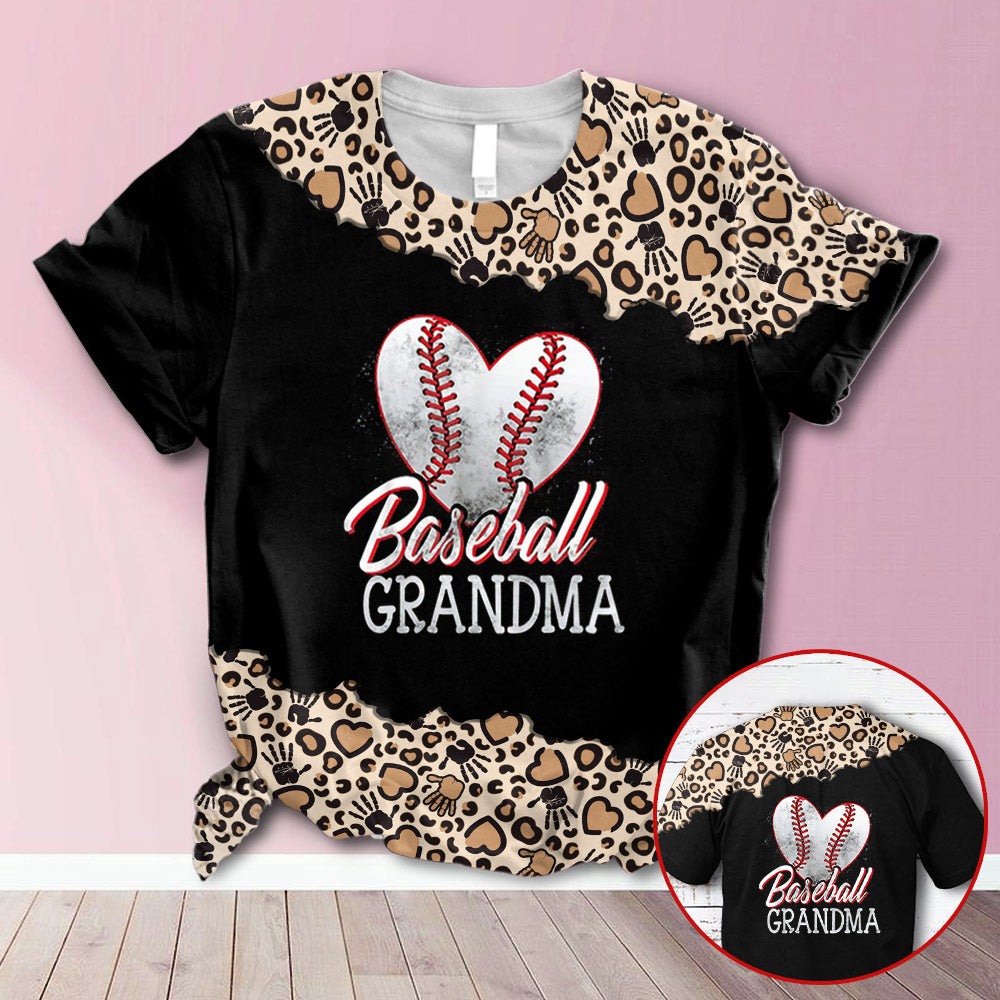 Personalized Baseball Grandma Leopard All Over Print Shirts, 3D Shirt For Grandma Hn98 Trhn