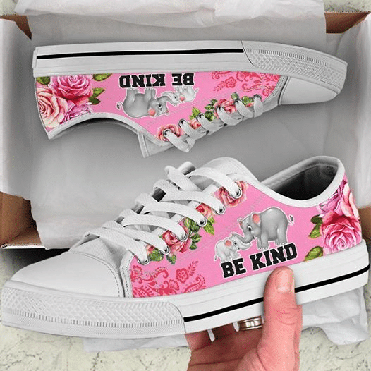 Be Kind Elephants Mom Birthday Gift Fashion White Canvas Low Top Shoes  Birthday Gift Fashion White Canvas Low Top Shoes