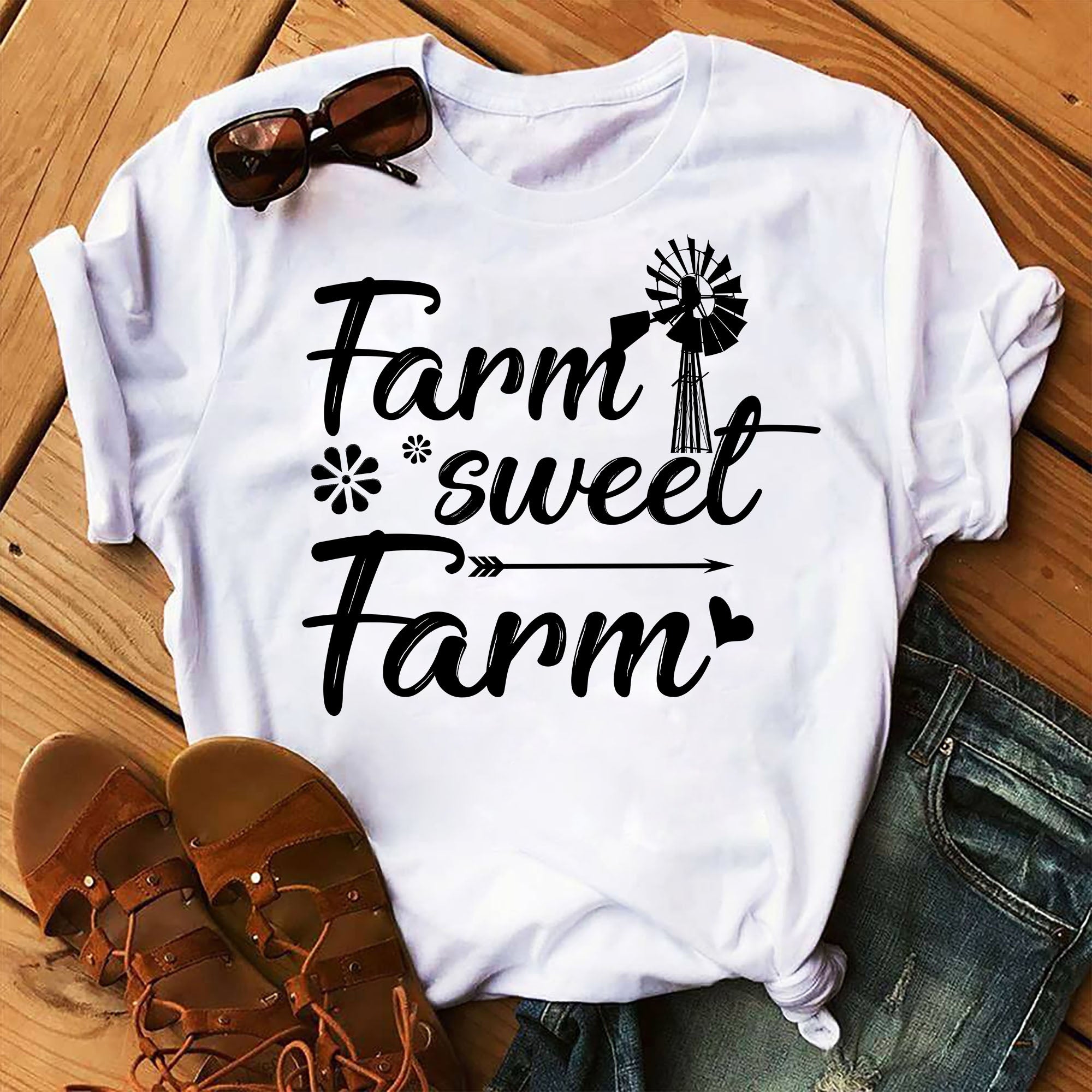Farm Sweet Farm Funny Farmer Tractor Funny  Gift Graphic Unisex T Shirt, Sweatshirt, Hoodie Size S – 5XL
