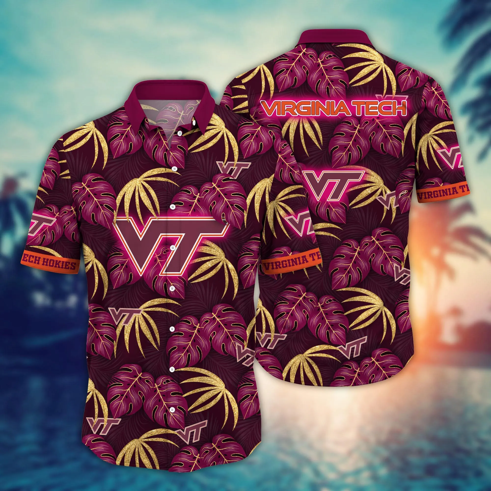 Virginia Tech Hokies NCCA Hawaiian Shirt Tropical Aloha Shirt