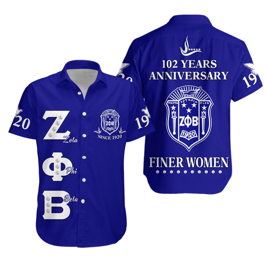 Zeta Phi Beta Hawaiian Shirt Happy 102 Years Anniversary Lt13