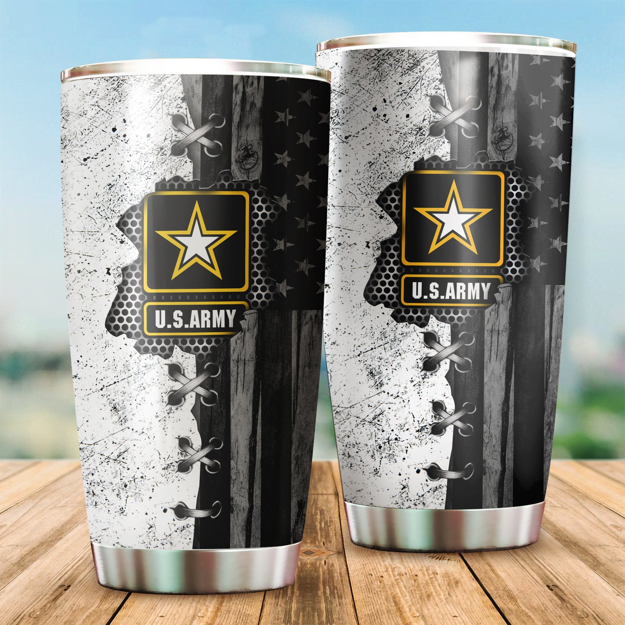 Veteran US Army in my heart BW stainless steel tumbler