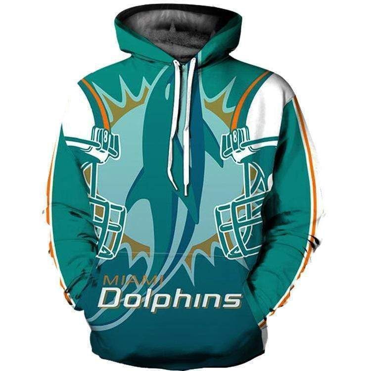 Miami Dolphins 3D Hooded Pocket Pullover Sweater Hoodie Gift For Fan