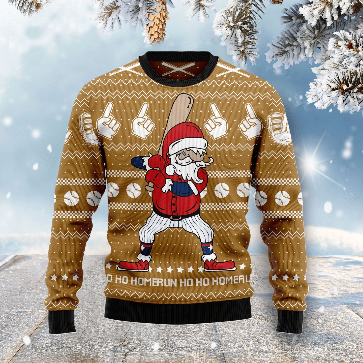 Baseball Ho Ho Homerun Christmas Ugly Sweater