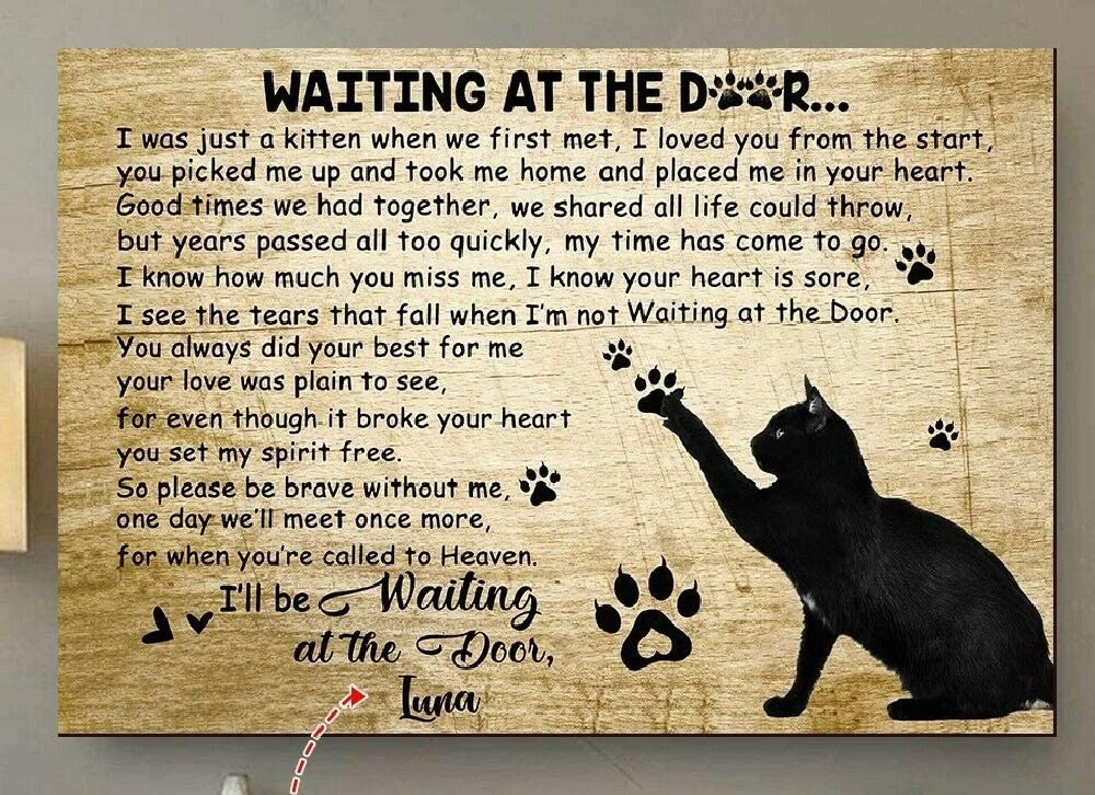 Personalized Black Cat Waitting At The Door When We First Me Gift Idea ...