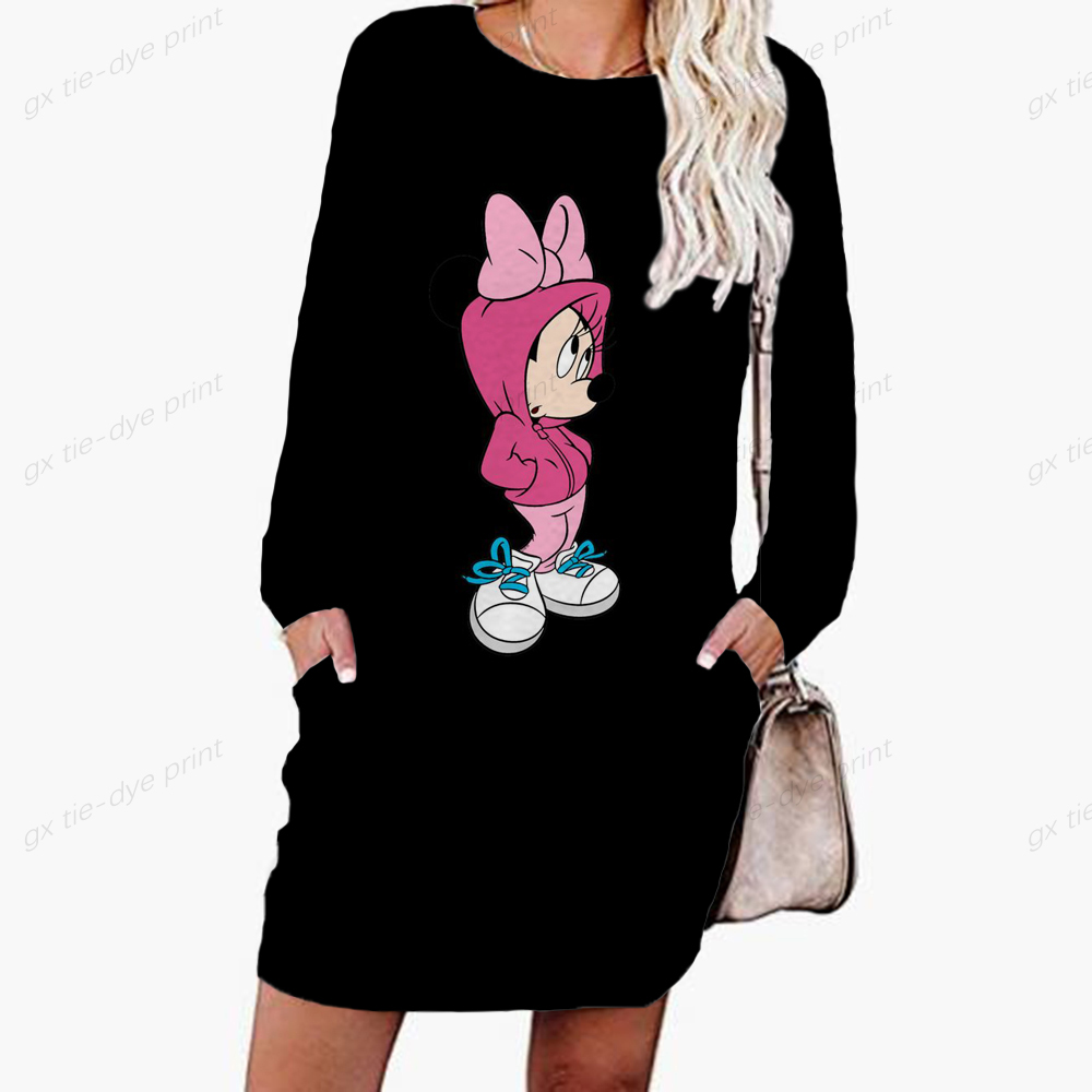 Autumn Women Graphic Fashion Pullover Hoodies Female Sweatshirt Disney Mickey Mouse Print Ladies O-Neck Loose Long Sleeve alx