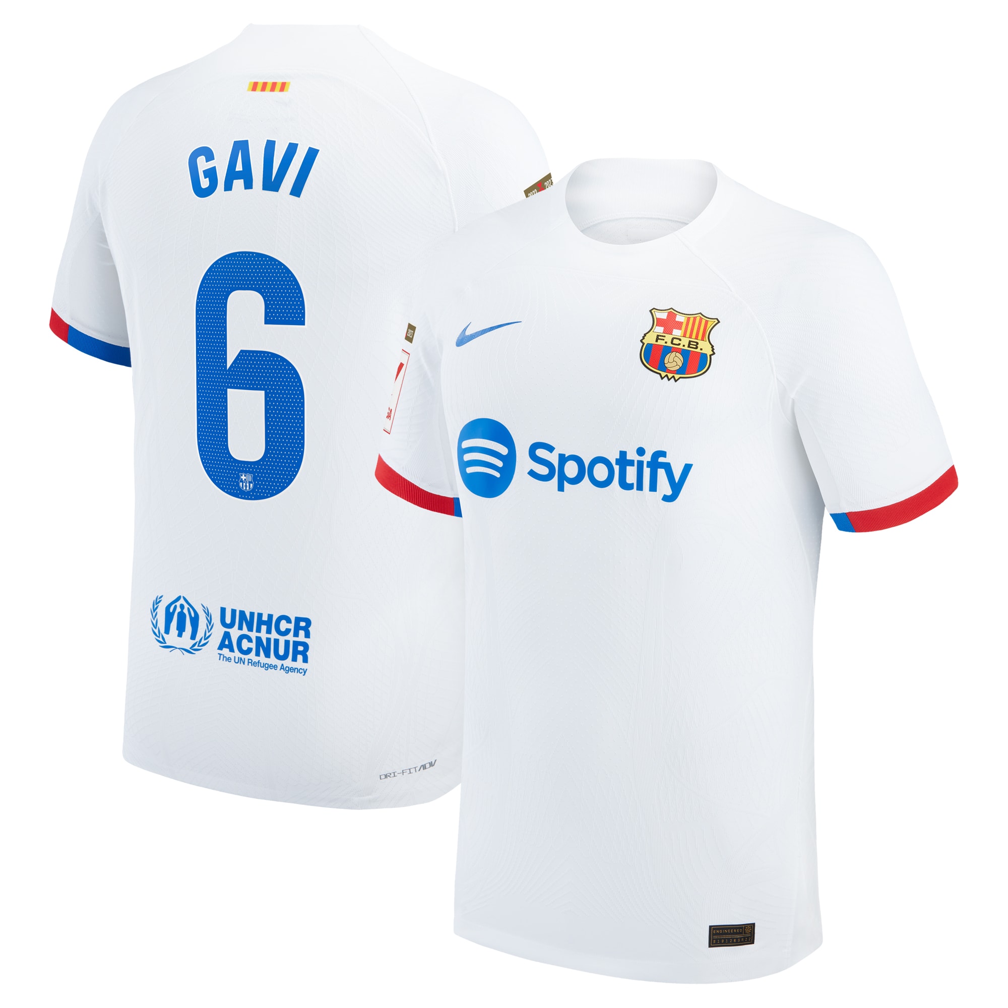 Gavi Barcelona 2023/24 Away Match Authentic Player Jersey – White