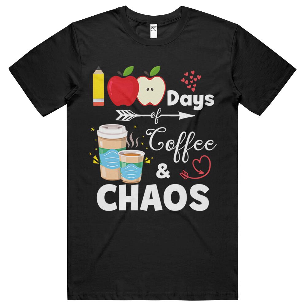 100 Days Of Coffee And Chaos 100Th Day Of School Teacher T Shirts