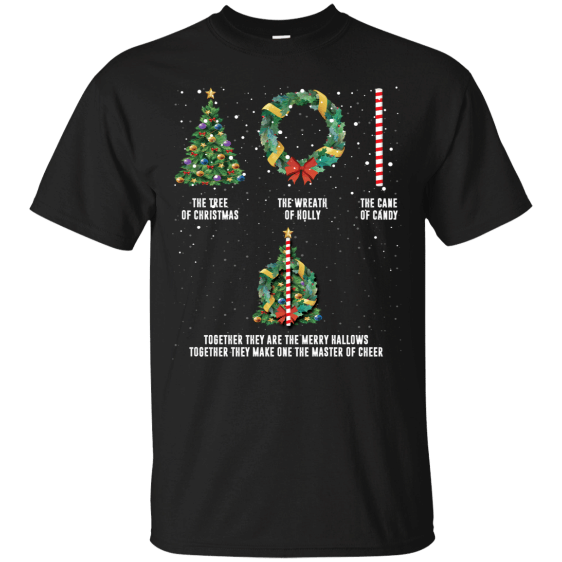 Christmas Tree Wreath Holly Candy Cane Merry Hallows Xmas Shirt Christmas Tree Wreath Holly Candy Cane Merry Hallows Xmas Shirt