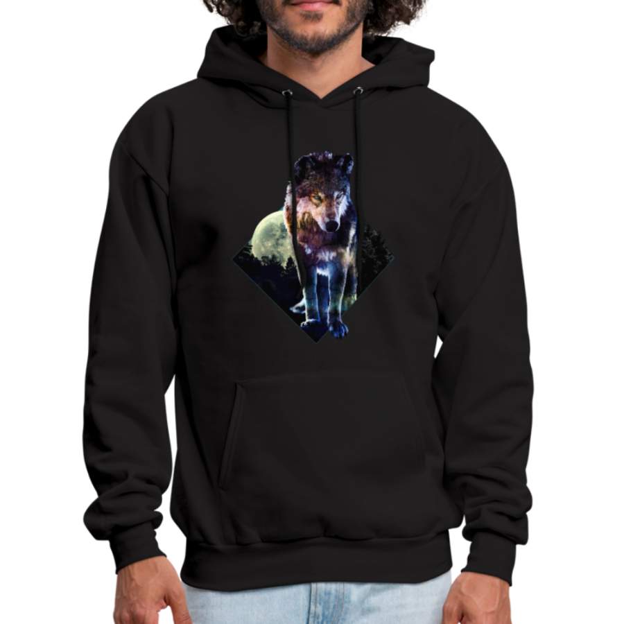 Young wolf standing hoodie – Animal Face Hoodie