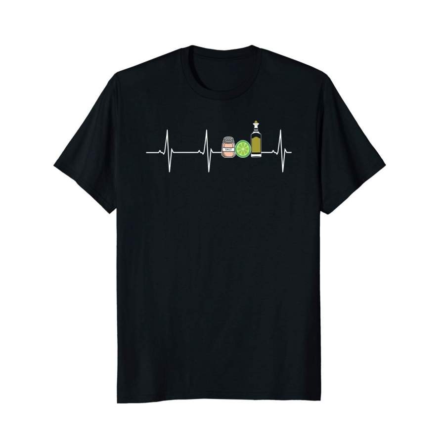 Tequila Lime And Salt Heartbeat Funny Cinco De Mayo T-Shirt Mens T Shirt