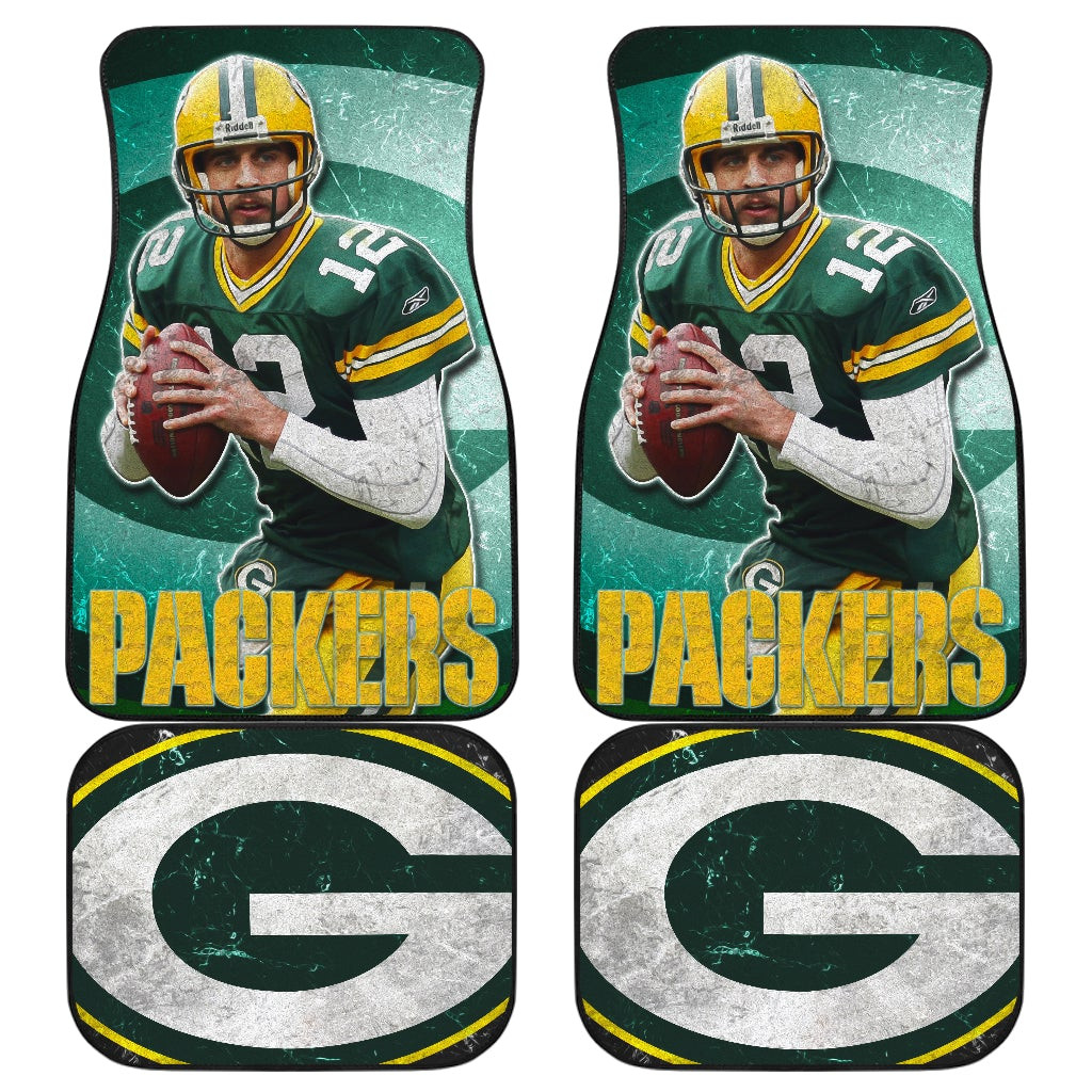 Green Bay Packers American Football Aaron Rodgers Ready To Throw Rugby Ball Car Floor Mats