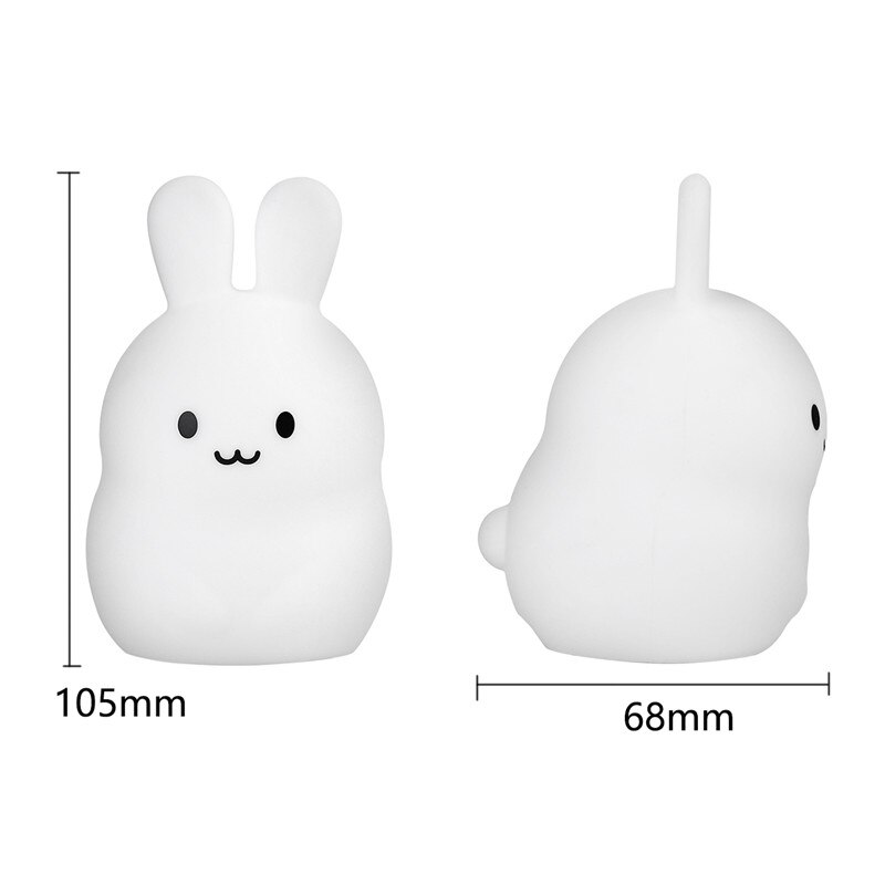 Mini Bear Rabbit Hippo Owl Penguin Lamp RGB LED Night Light Portable Cartoon Silicone Animal Lamp for Children Kids Baby Gift alx