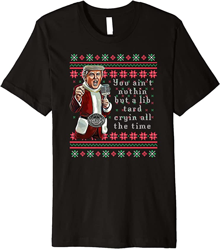 Trump Dog Christmas Biden Trump Ugly Christmas Sweater Premium T-Shirt